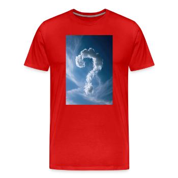 Wolken-Fragezeichen-Himmel - Männer Premium Bio T-Shirt - Rot - Vorne - Damien (186cm)
