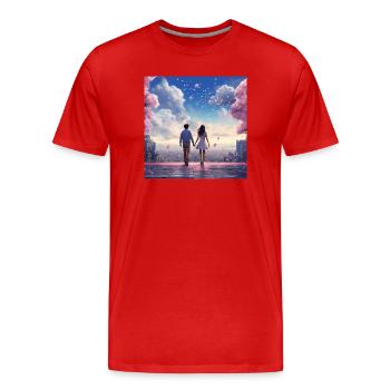 Heart sound in the cherry blossom light - Men's Premium Organic T-Shirt - red - Front - Damien (186cm)