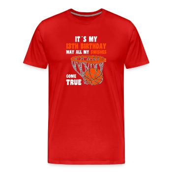 13th Birthday Hoop Swishes - Men's Premium Organic T-Shirt - red - Front - Damien (186cm)