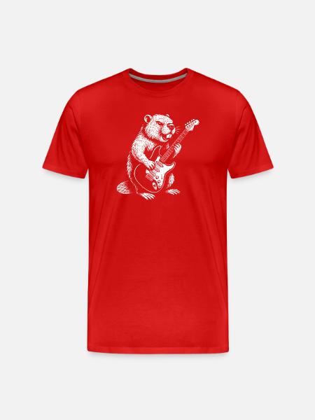 Beaver Guitar Hero - Men's Premium Organic T-Shirt - red