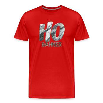 SPUR H0 BAHNER – Marmor Edition - Männer Premium Bio T-Shirt - Rot - Vorne - Damien (186cm)