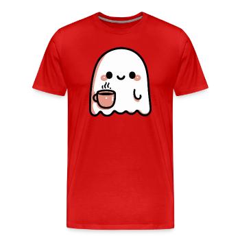 Ghost Kawaii Café - Men's Premium Organic T-Shirt - red - Front - Damien (186cm)