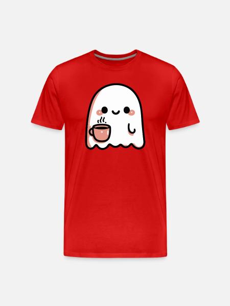 Ghost Kawaii Café - Men's Premium Organic T-Shirt - red