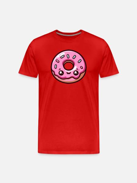 Kawaii Candy Pink Donut - Men's Premium Organic T-Shirt - red