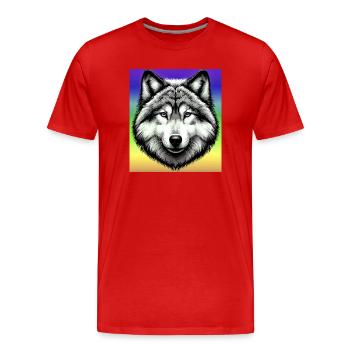Wolf - Men's Premium Organic T-Shirt - red - Front - Damien (186cm)