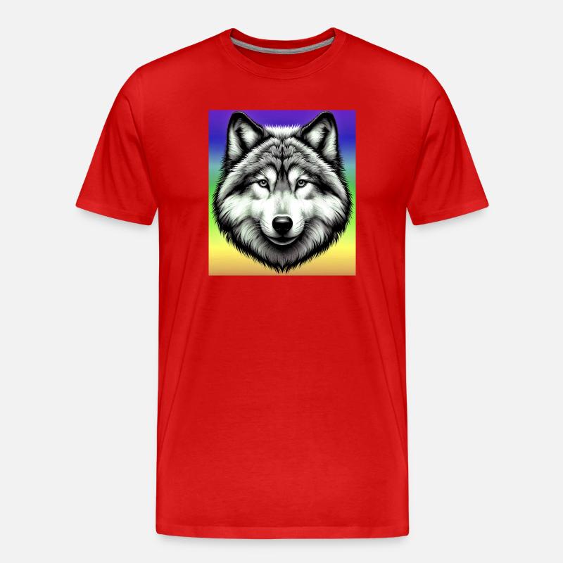 Wolf - Männer Premium Bio T-Shirt - Rot
