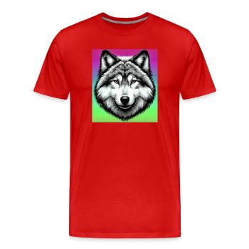 Wolf - Men's Premium Organic T-Shirt - red - Front - Damien (186cm)