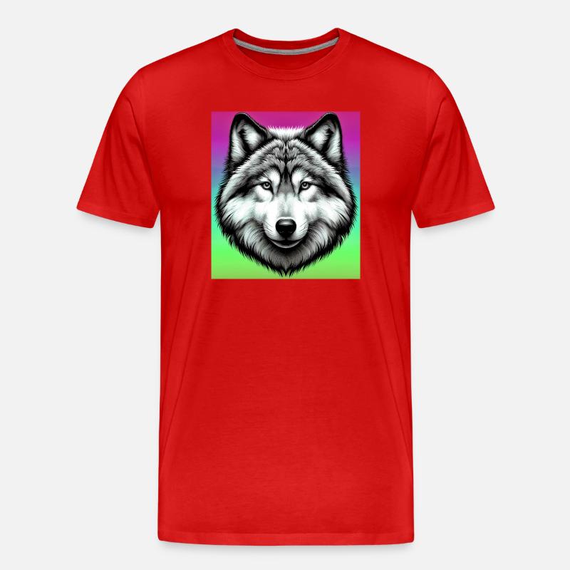 Wolf - Männer Premium Bio T-Shirt - Rot