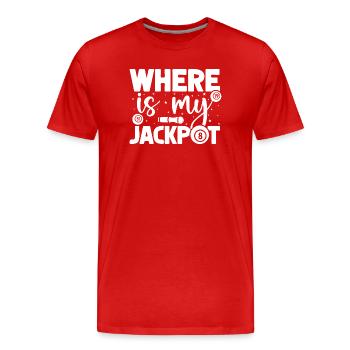 Joueur de bingo, où est mon jackpot, bingo ? - T-shirt bio Premium Homme - rouge - Devant - Damien (186cm)