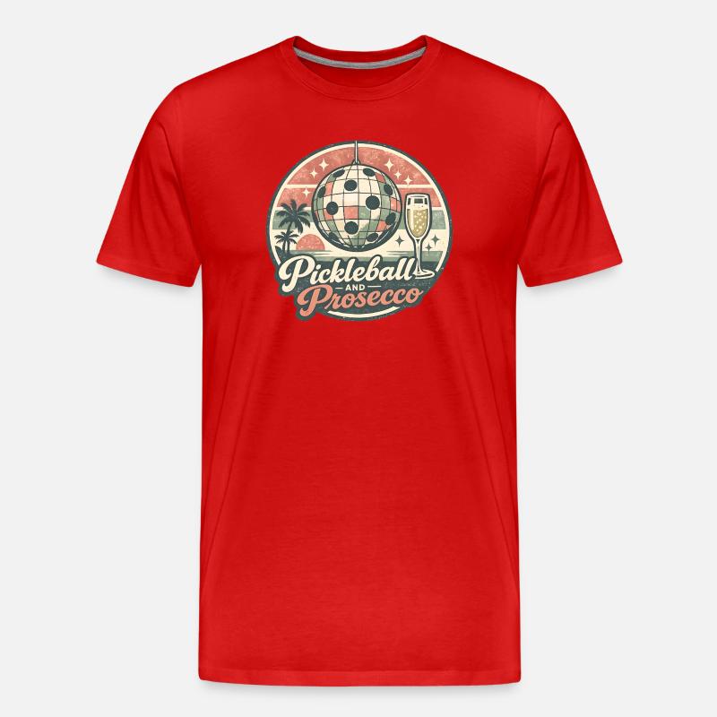 Pickleball und Prosecco Retro Logo - Männer Premium Bio T-Shirt - Rot