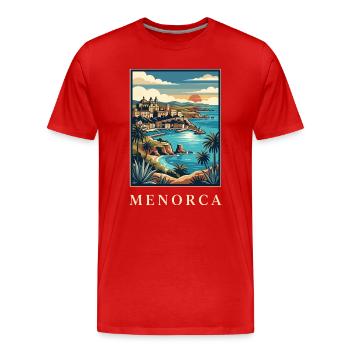 Menorca Cliffside Coast Poster Spain Travel Poster - Men's Premium Organic T-Shirt - red - Front - Damien (186cm)