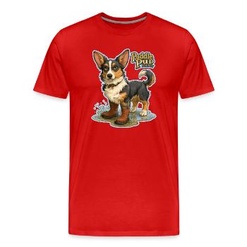Puddle Pup Energy: Splash Boots - Men's Premium Organic T-Shirt - red - Front - Damien (186cm)