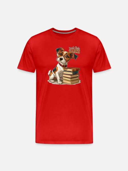 Buchclub bellt Lesewelpe - Männer Premium Bio T-Shirt - Rot