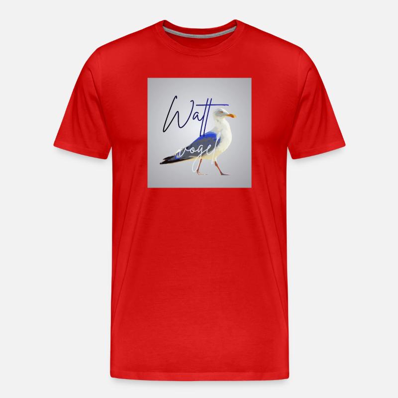 Wattvogel_3 - Männer Premium Bio T-Shirt - Rot