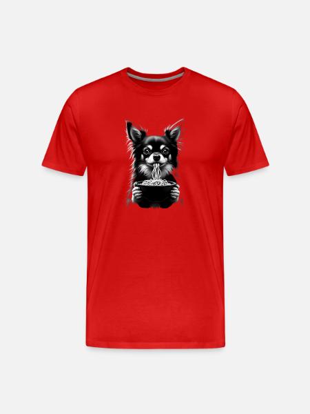 Chihuahua Eats Ramen - Men's Premium Organic T-Shirt - red