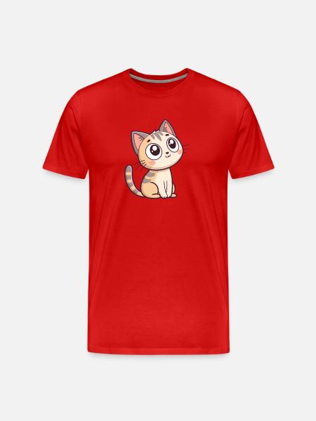 Kawaii Starry Gaze Kitten - Men's Premium Organic T-Shirt - red