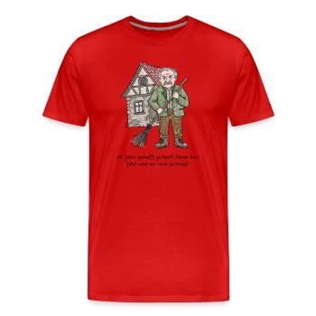 Schwaben Spruch Häuslebauer & Schimpfen - Männer Premium Bio T-Shirt - Rot - Vorne - Damien (186cm)