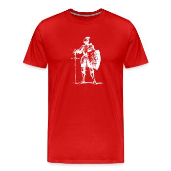 Ritter in Rüstung mit Schild - Männer Premium Bio T-Shirt - Rot - Vorne - Damien (186cm)