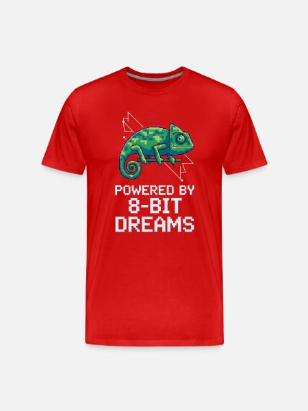 Powered 8-Bit Dreams – Pixel Chameleon - Men's Premium Organic T-Shirt - red