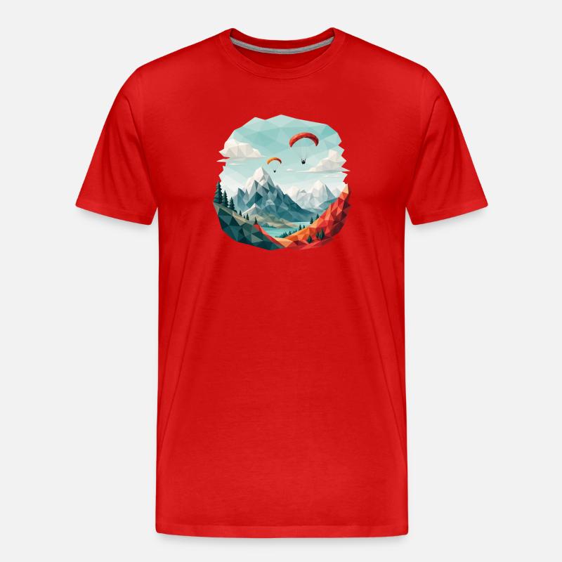 Paragliding Berglandschaft Polygonkunst - Männer Premium Bio T-Shirt - Rot