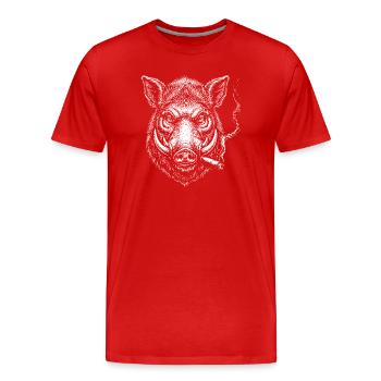 Illustration de la tête de sanglier fumante - T-shirt bio Premium Homme - rouge - Devant - Damien (186cm)