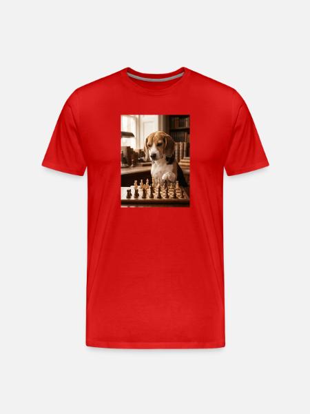 Beagle dog playing chess - Men's Premium Organic T-Shirt - red