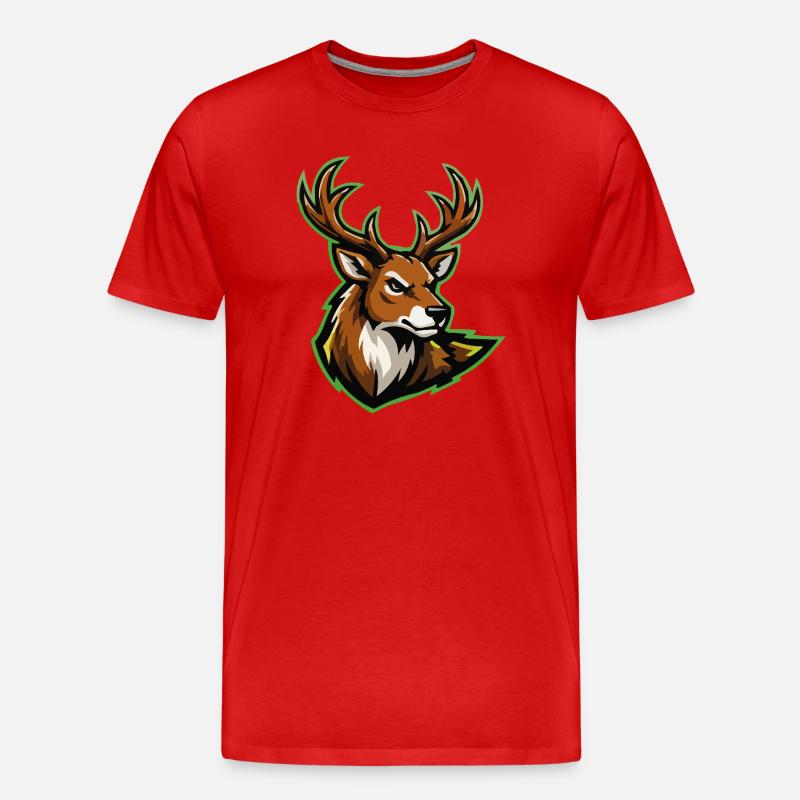 Wilder Hirschkopf Cartoon Stil - Männer Premium Bio T-Shirt - Rot