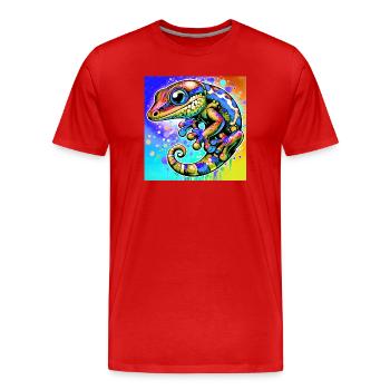 Gecko - Männer Premium Bio T-Shirt - Rot - Vorne - Damien (186cm)