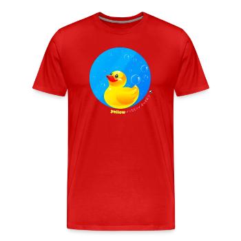 Gelbe Gummiente Abbildung in einem Kreis - Männer Premium Bio T-Shirt - Rot - Vorne - Damien (186cm)