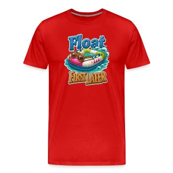 Float First, Later - Men's Premium Organic T-Shirt - red - Front - Damien (186cm)