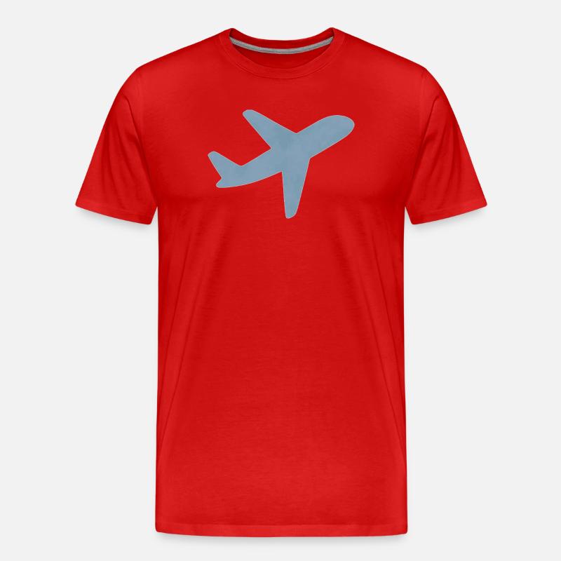 Blaues minimalistisches Flugzeug - Männer Premium Bio T-Shirt - Rot