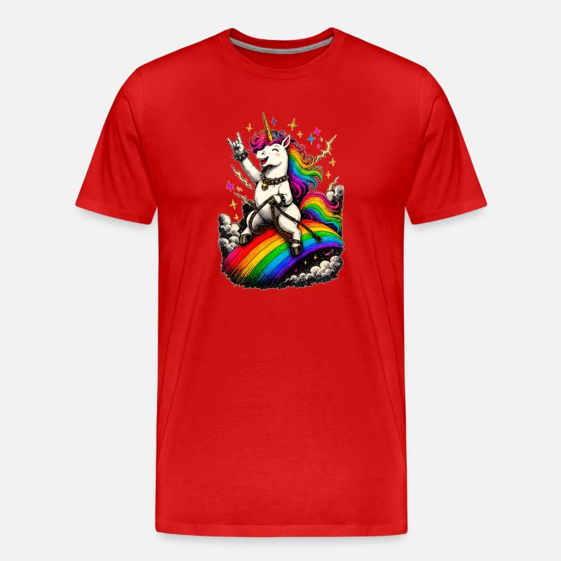 Rockendes Einhorn - Männer Premium Bio T-Shirt - Rot
