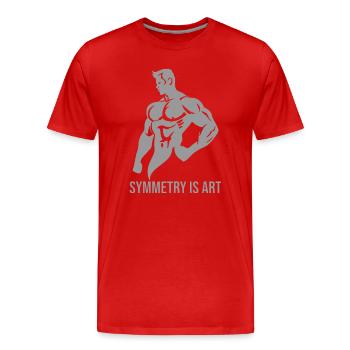 Symmetry Is Art Silver Era Bodybuilding Motivation - Men's Premium Organic T-Shirt - red - Front - Damien (186cm)