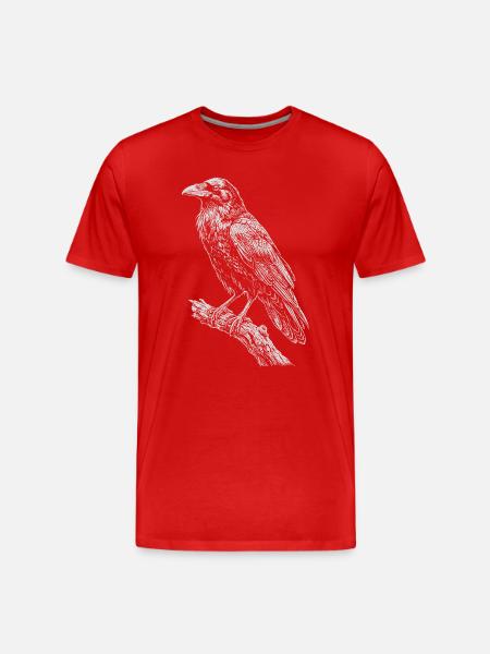 Raven Sitting on Branch - Men's Premium Organic T-Shirt - red
