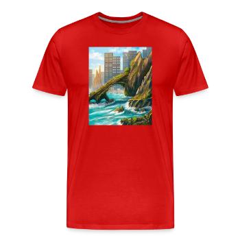 Arche rocheuse et côte urbaine - T-shirt bio Premium Homme - rouge - Devant - Damien (186cm)