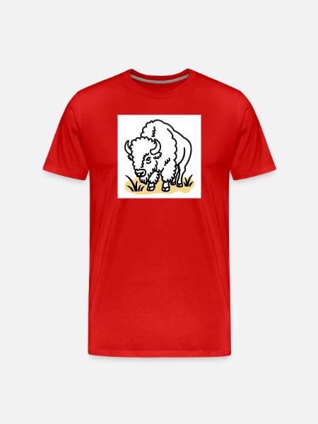 Bisons sur herbe jaune - T-shirt bio Premium Homme - rouge