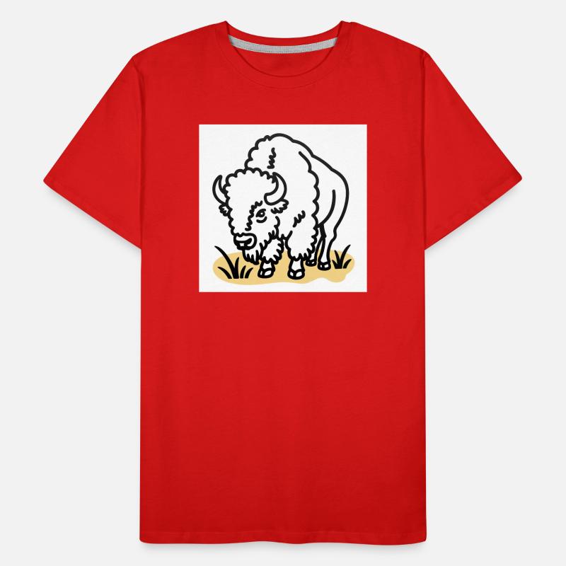 Bison auf gelbem Gras Männer Premium Bio T-Shirt