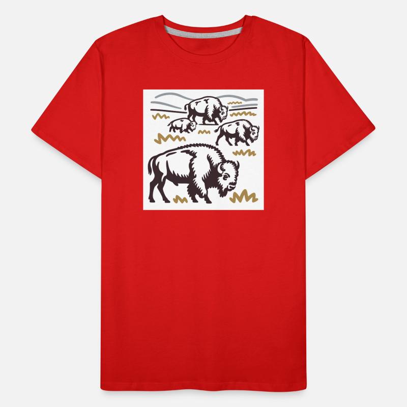 Troupeau de bisons sur la steppe T-shirt bio Premium Homme