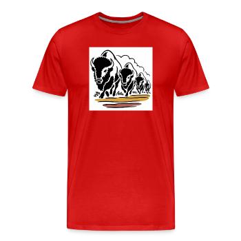 Büffelhorde in Bewegung - Männer Premium Bio T-Shirt - Rot - Vorne - Damien (186cm)
