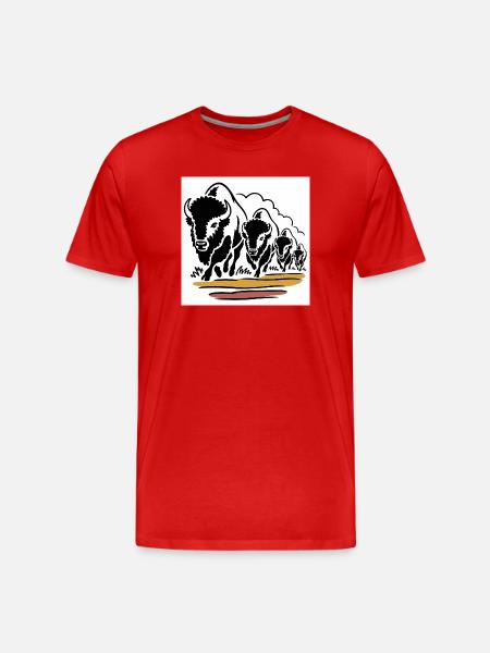 Büffelhorde in Bewegung - Männer Premium Bio T-Shirt - Rot
