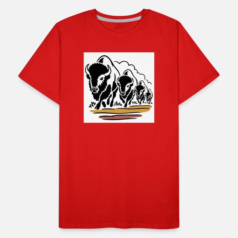 Büffelhorde in Bewegung Männer Premium Bio T-Shirt
