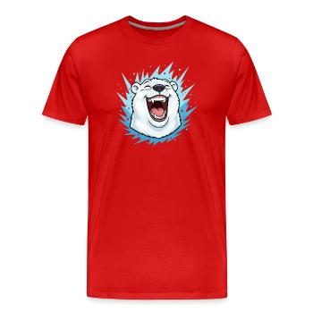 Laughing Polar Bear in Blue Lightning - Men's Premium Organic T-Shirt - red - Front - Damien (186cm)