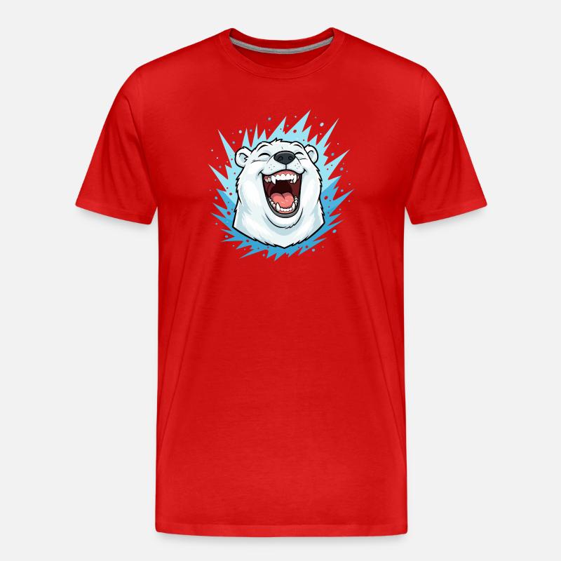Lachender Eisbär im Blauen Blitz - Männer Premium Bio T-Shirt - Rot