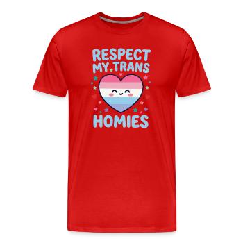 Mois de la fierté LGBTQ - Respect My Trans Homies - T-shirt bio Premium Homme - rouge - Devant - Damien (186cm)
