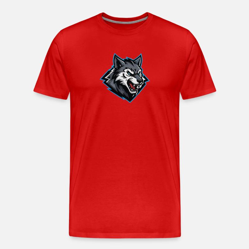 Wolf Attack Logo - Men's Premium Organic T-Shirt - red