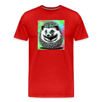 hedgehog - Men's Premium Organic T-Shirt - red - Front - Damien (186cm)