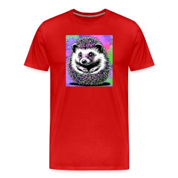 hedgehog - Men's Premium Organic T-Shirt - red - Front - Damien (186cm)