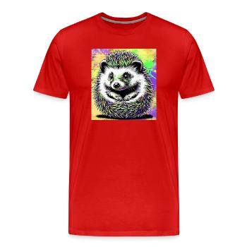 hedgehog - Men's Premium Organic T-Shirt - red - Front - Damien (186cm)