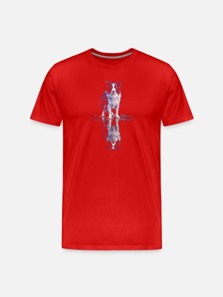 Border Collie Water Reflection - Men's Premium Organic T-Shirt - red