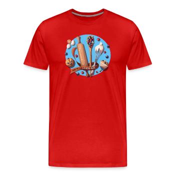 Backutensilien und Blueberry Muffins Abbildung - Männer Premium Bio T-Shirt - Rot - Vorne - Damien (186cm)
